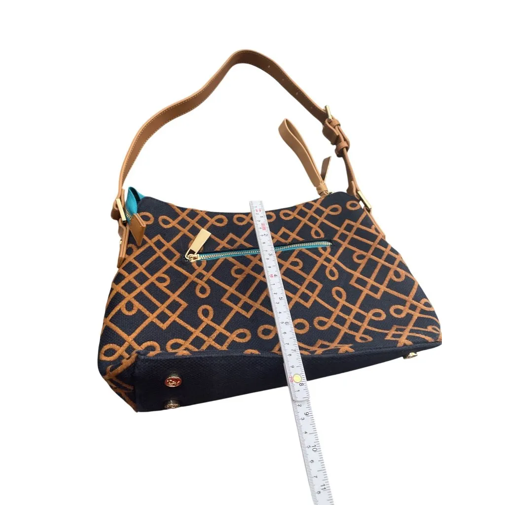 Spartina 449 Womens Brown Black Linen Leather Shoulder Handbag KU 8930 - Image 11