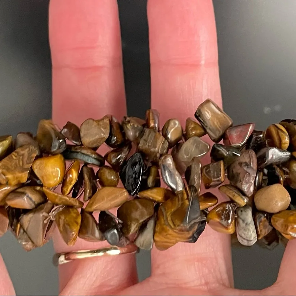 NWOT Natural healing gemstones yellow tiger eye color bracelet, 3 strands spring - Image 3