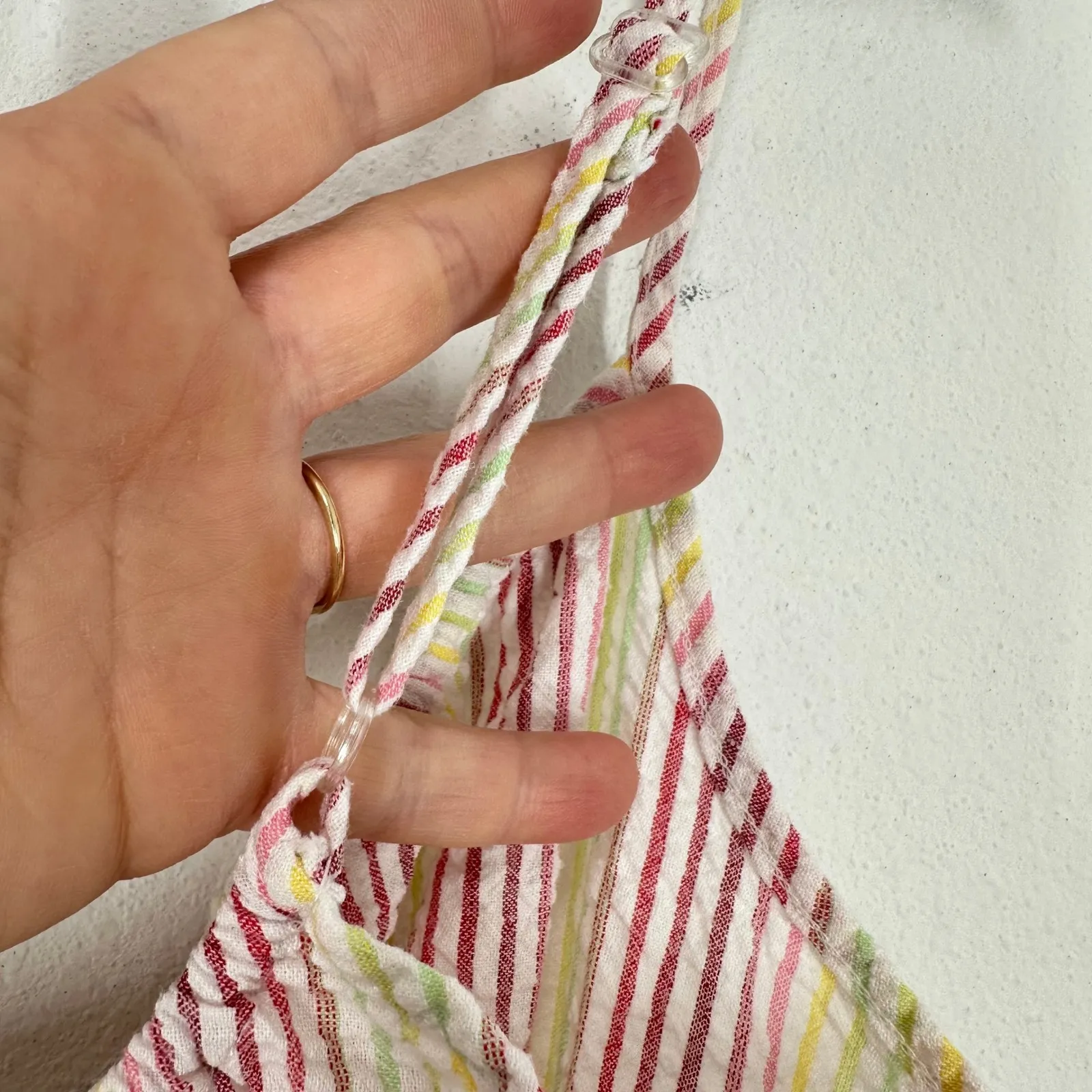 Maison Me Chrissy Dress Striped‎ Rainbow Seersucker Sundress Midi Dress Babymoon Red Size M - Image 12