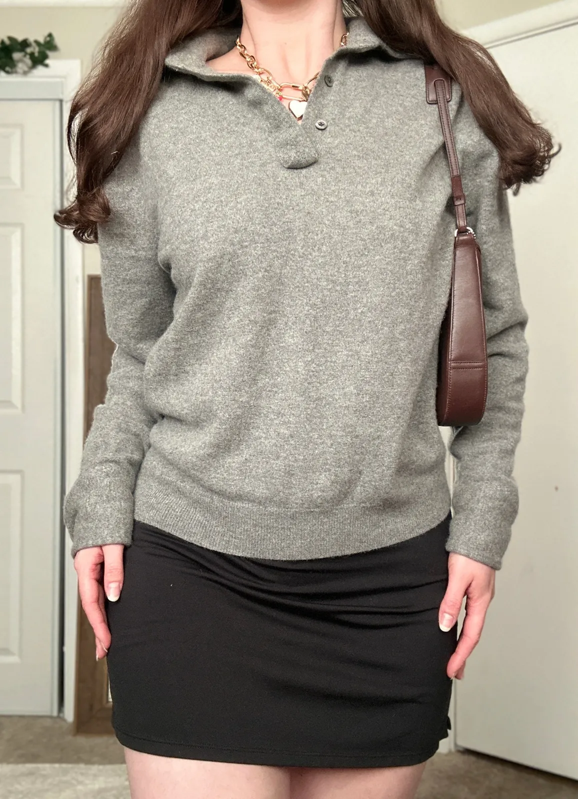 Vintage Daniel Cremieux 100% Cashmere Wool Gray Knit Polo Collared Sweater - Image 1