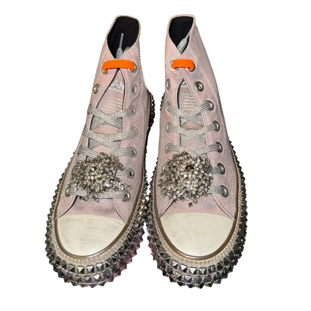 Free People Nan-Ku Couture Cruise Studded High Top Sneaker 38/ 7.5 Mellow Mauve - Image 4