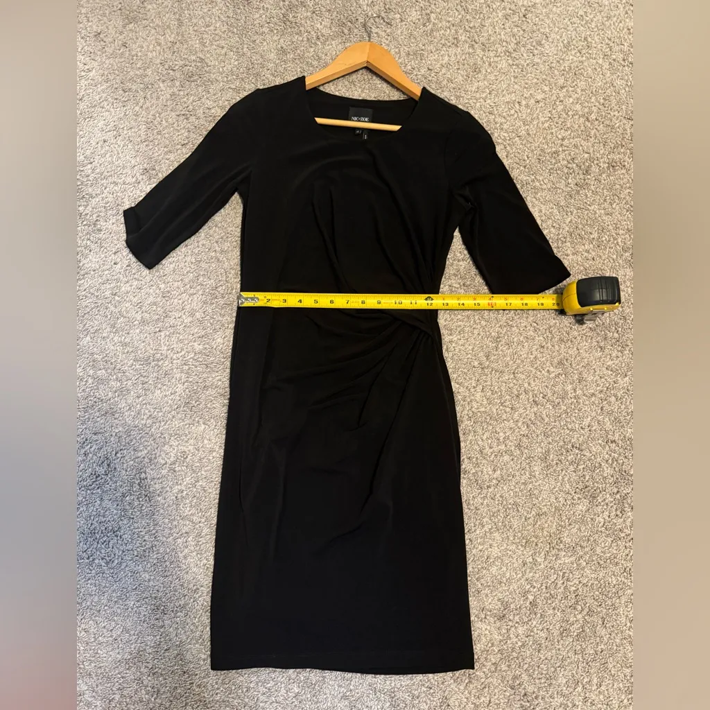 NIC & ZOE BLACK 3/4 SLEEVE DRESS sz XS - Image 9