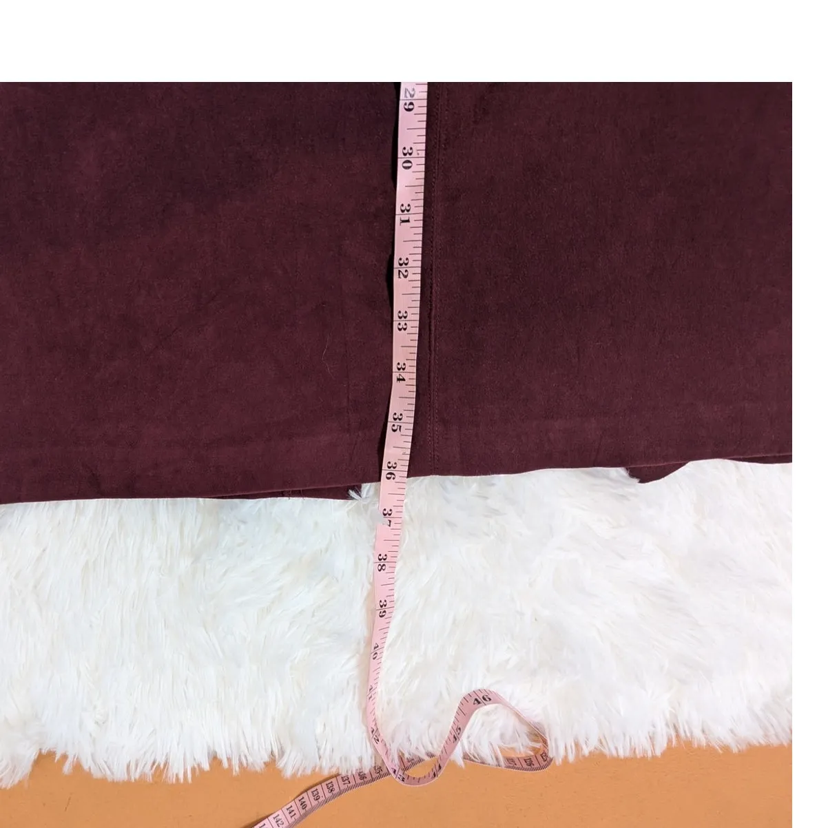 Y2K A-Line Faux Suede Midi Skirt Burgundy Brown Size 12 by Norton McNaughton - Image 9