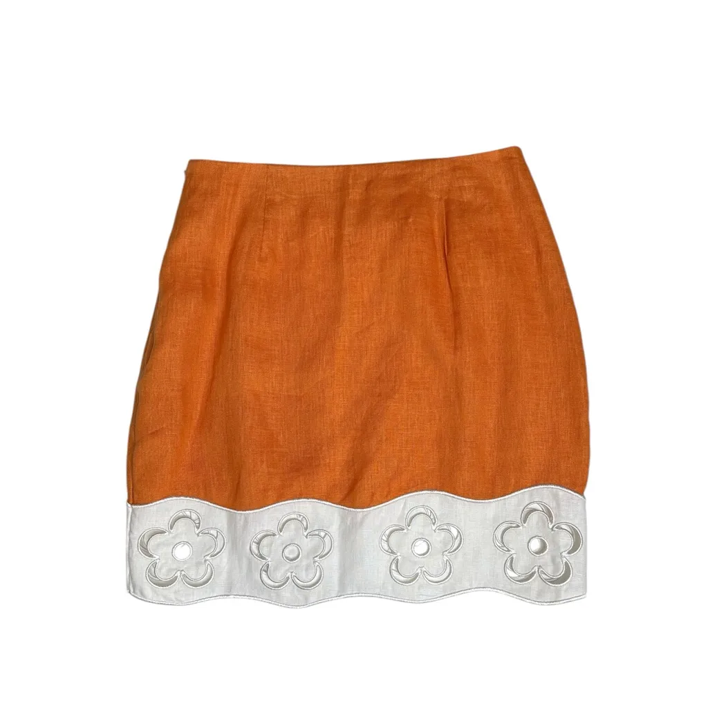 NEW STAUD Margaux Linen Mini Skirt, Apricot, 2 (US) - Image 8