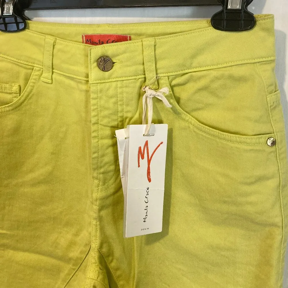 Manila Grace women's size 25 heavy twill lemon lime ACID ROCK drop crotch jeans - Image 2