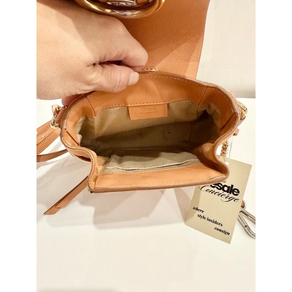 Chloe Calfskin Leather Quilted Tan Mini Faye Backpack - Image 10