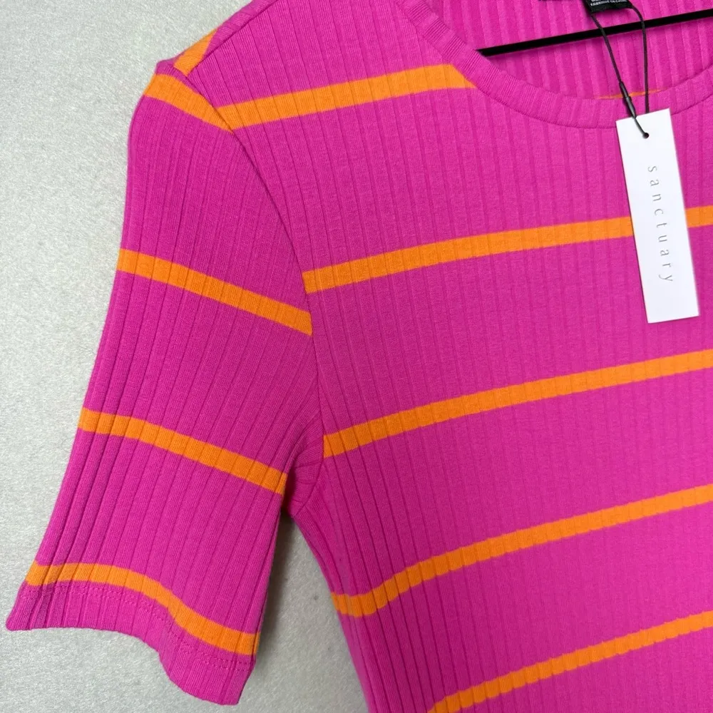 Sanctuary Women’s Must Have Stripe Dress in Pink and Orange size L - Image 3