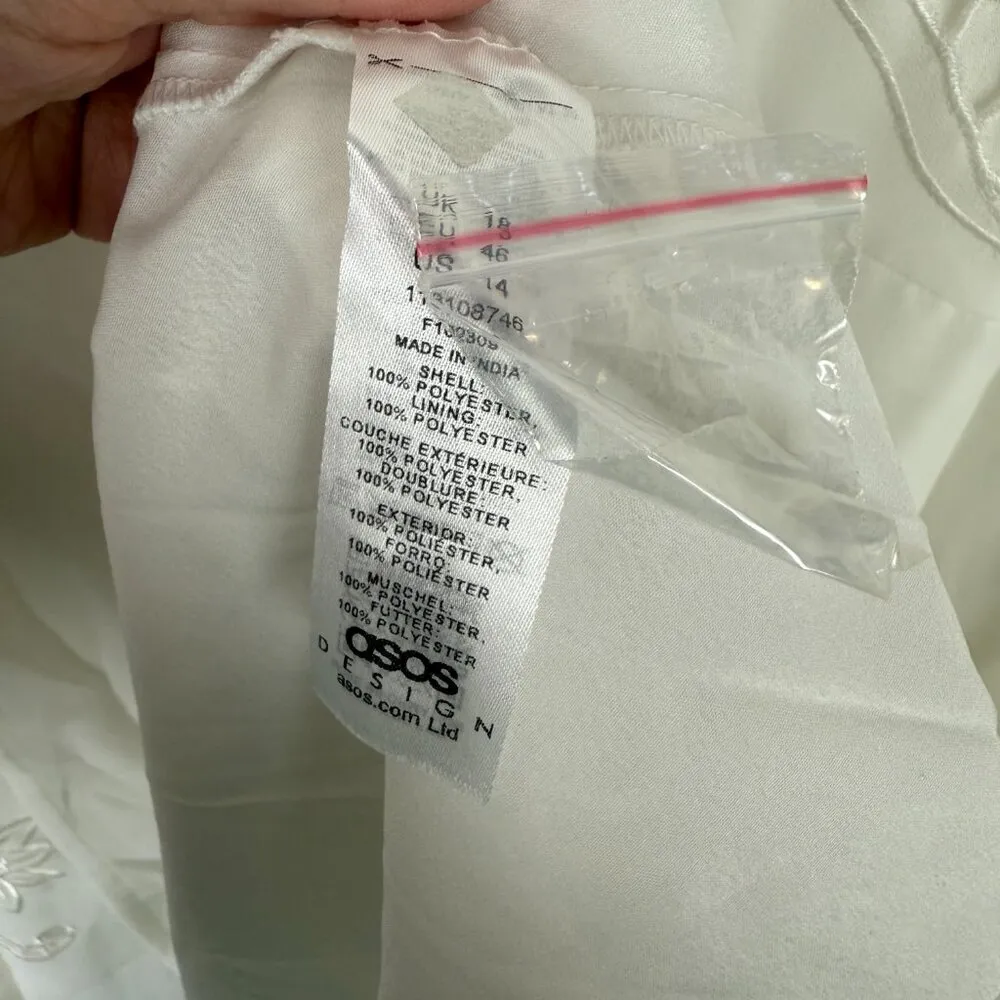 NWT ASOS EDITION High Neck Cutwork Embroidered Midi Dress W/ Full Skirt Size 14 White - Image 7