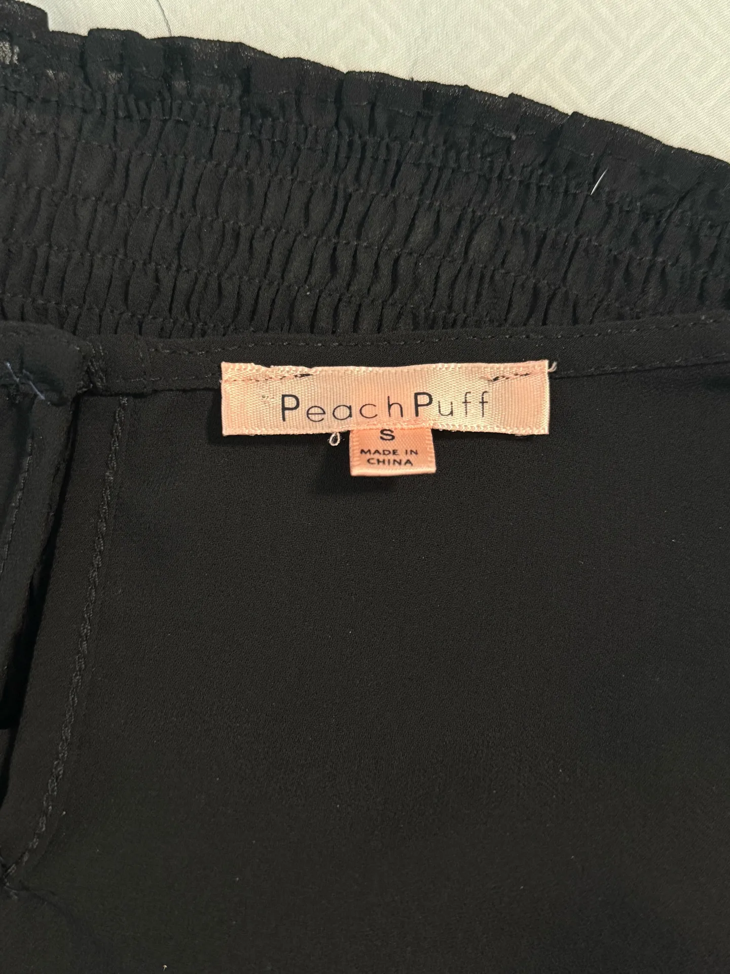 Peach Puff Black blouse with ruffled sleeves  - Image 3