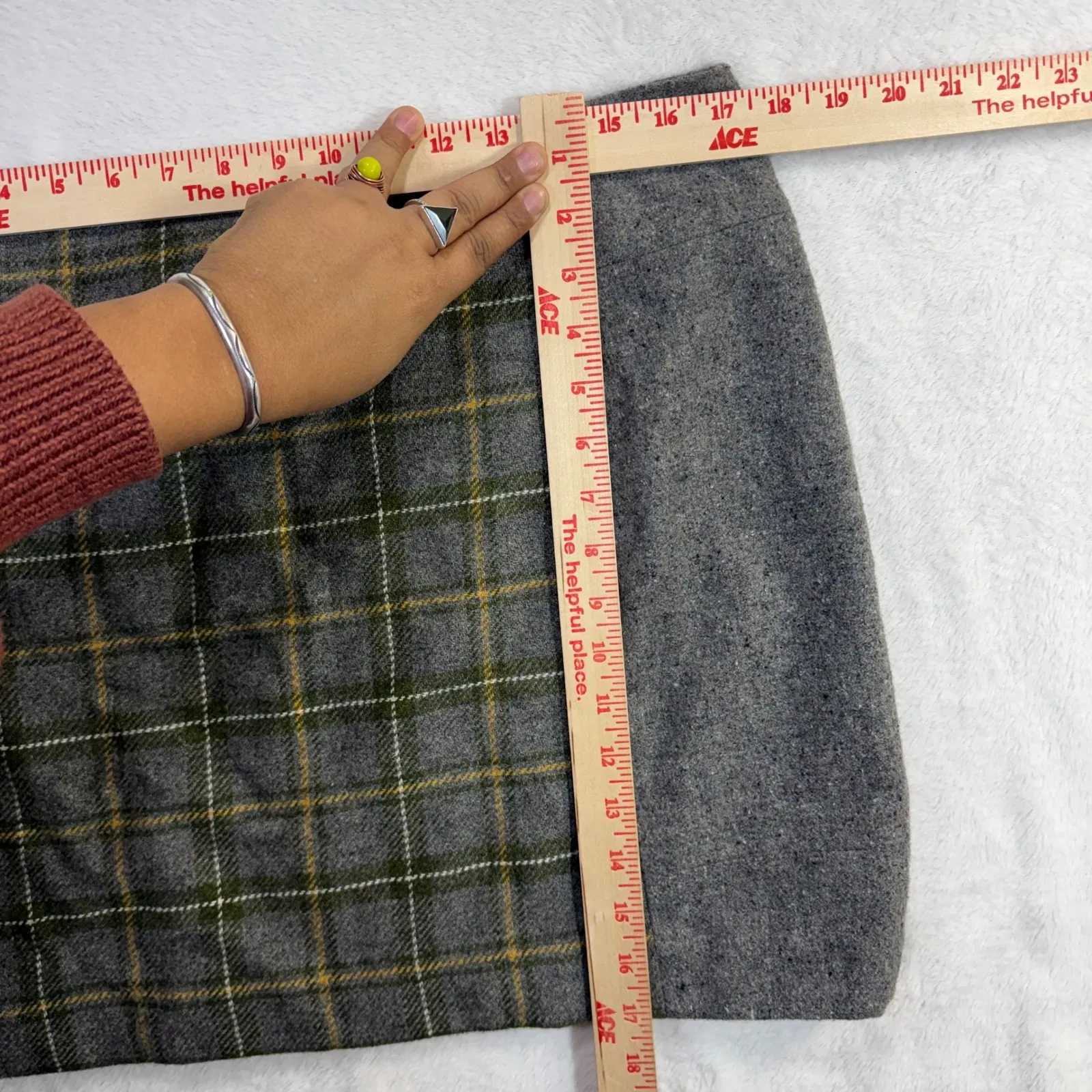 Banana Republic 14 Skirt Gray Plaid Tweed Wool Fall Academia Classic Preppy Work - Image 4