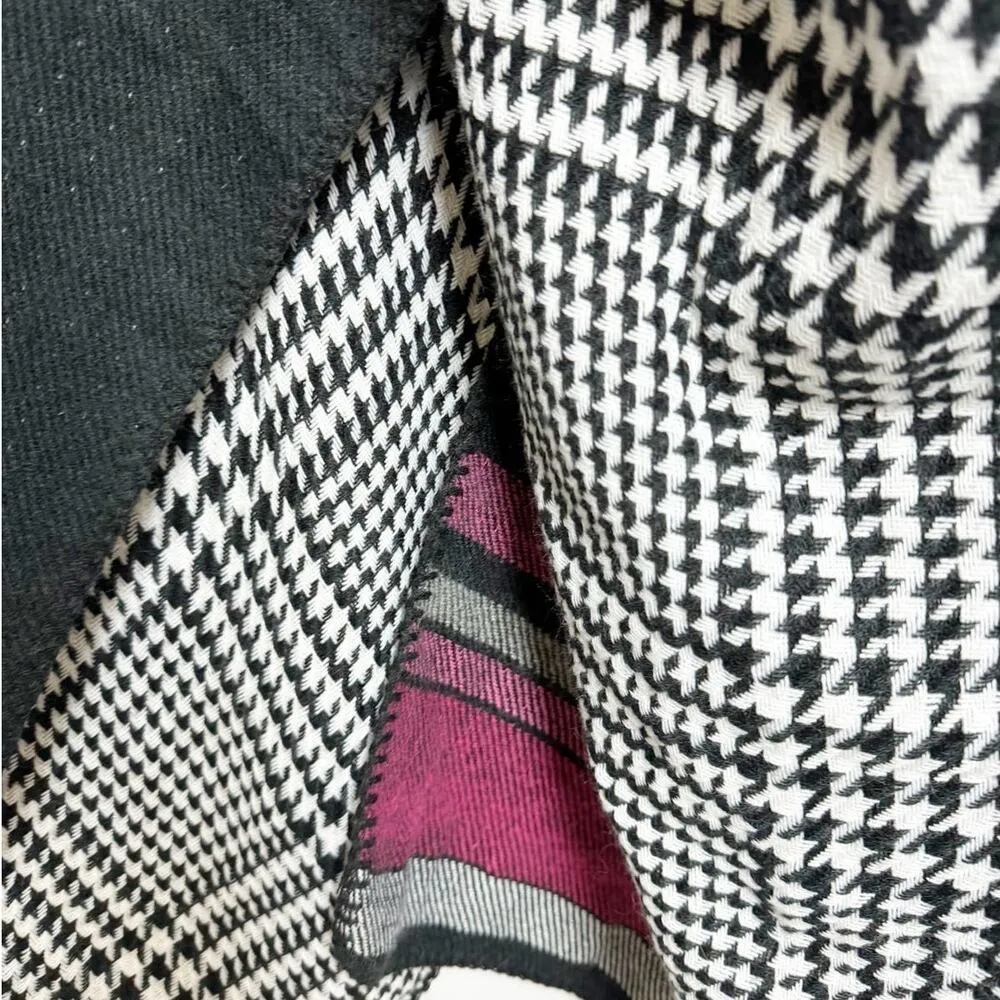Woolrich Womens Reversible Wrap Scarf Black White Pink Houndstooth Acrylic OS - Image 3