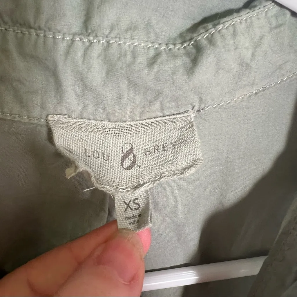 Lou & Grey Split Neck Tunic Top Light Green XS - Image 8