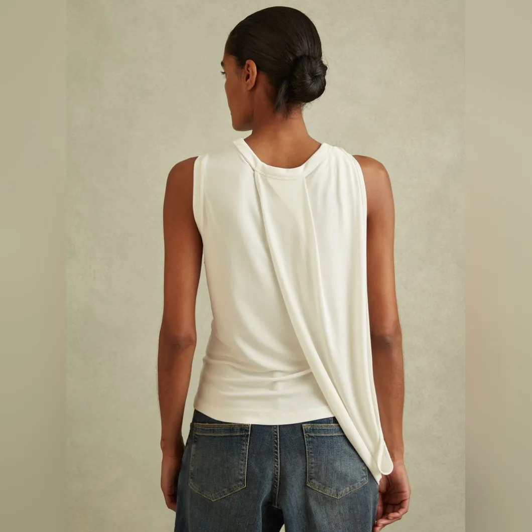 Reiss Elva Draped Layered Top Ivory - Image 3