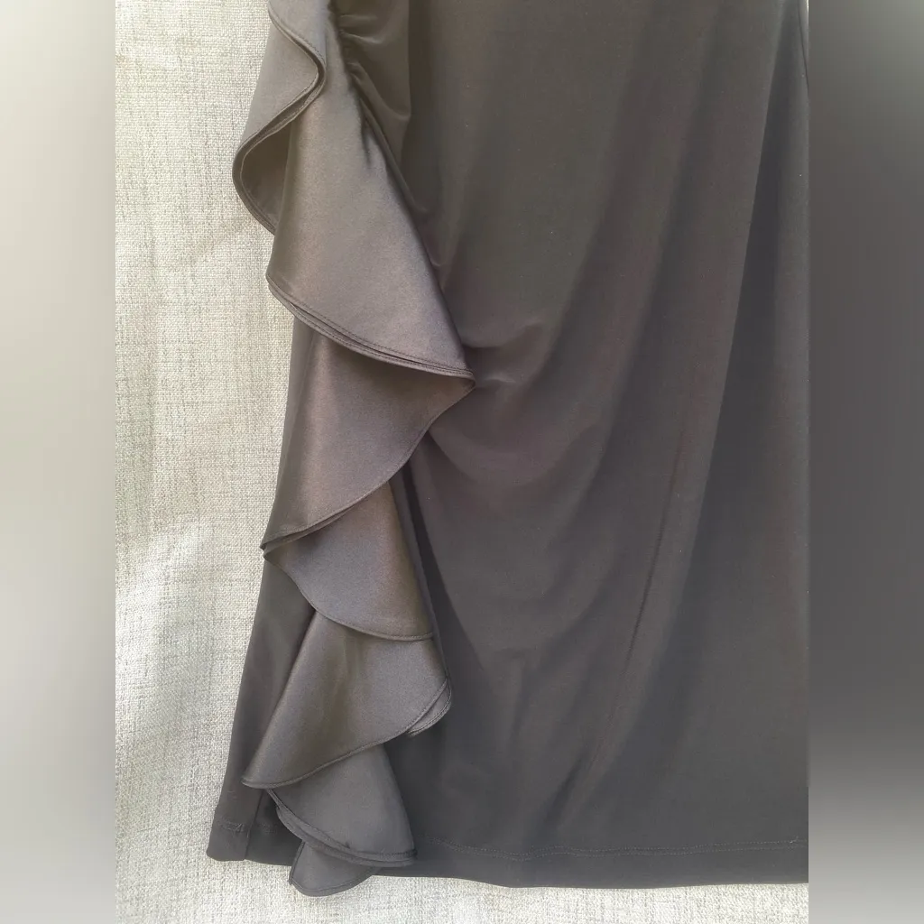 White House Black Market Asymmetrical Ruffled Cocktail Dress Size 00 - Image 4