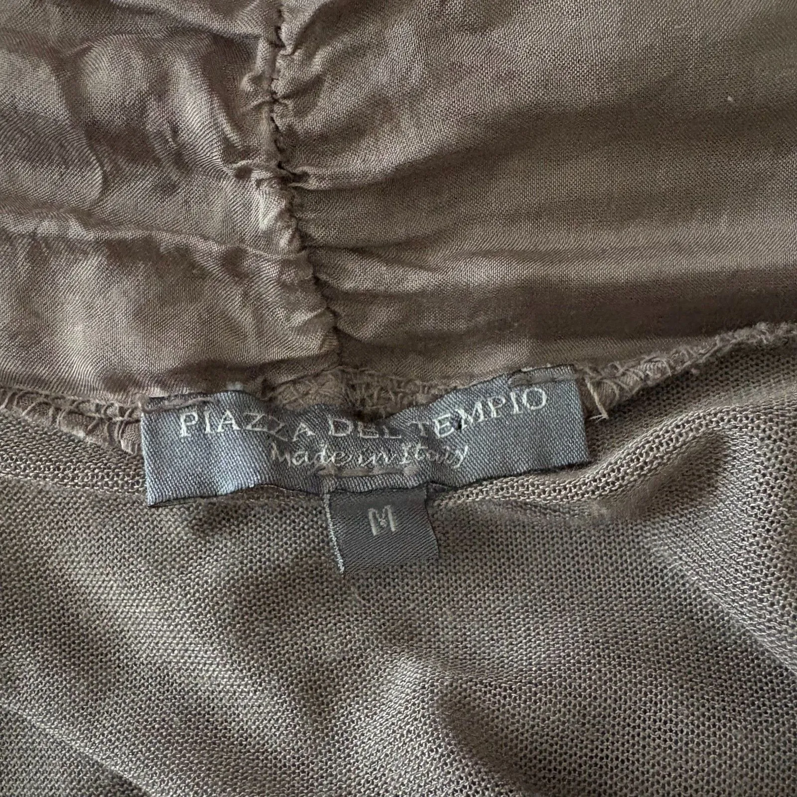 Piazza del Tempio Made in Italy Open Front Cardigan Silk Blend Tan Size Medium - Image 3