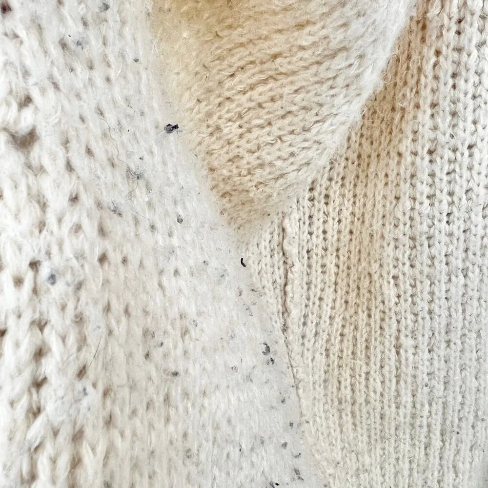 Express XS Cream Wool Mohair Blend Cardigan Sweater Scalloped Boucle Knit - Image 7