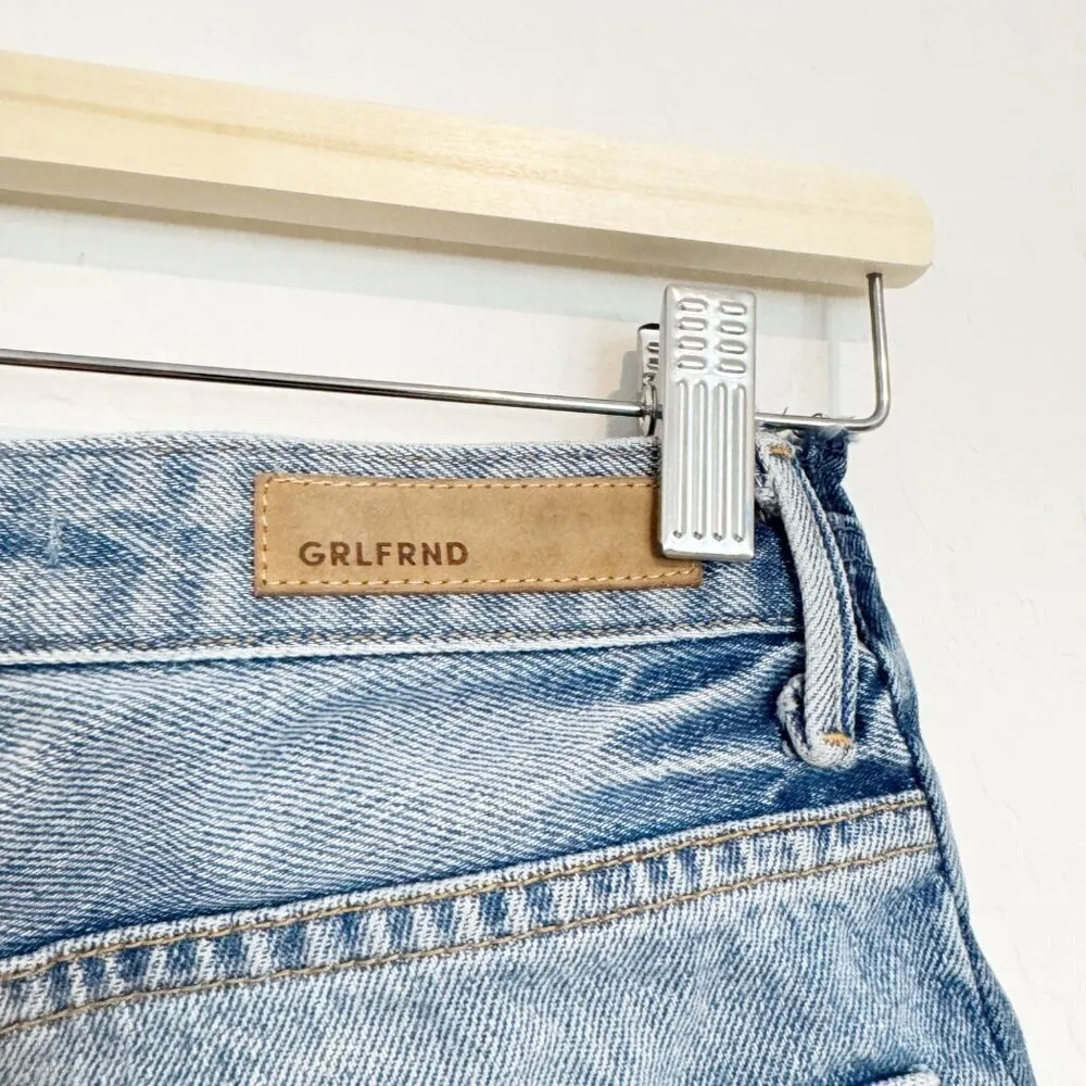 GRLFRND Sophie Mid Rise Two‎ Tone Blue Raw Hem Jean Shorts Rigid Casual Size 24 - Image 10