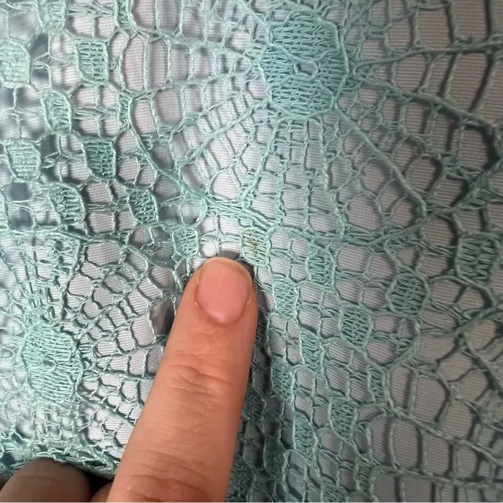 VTG 1970s Bernie Bee NY Long Sleeve Maxi Dress Blue Lace Chiffon Gown AMAZING! Size 10 - Image 11