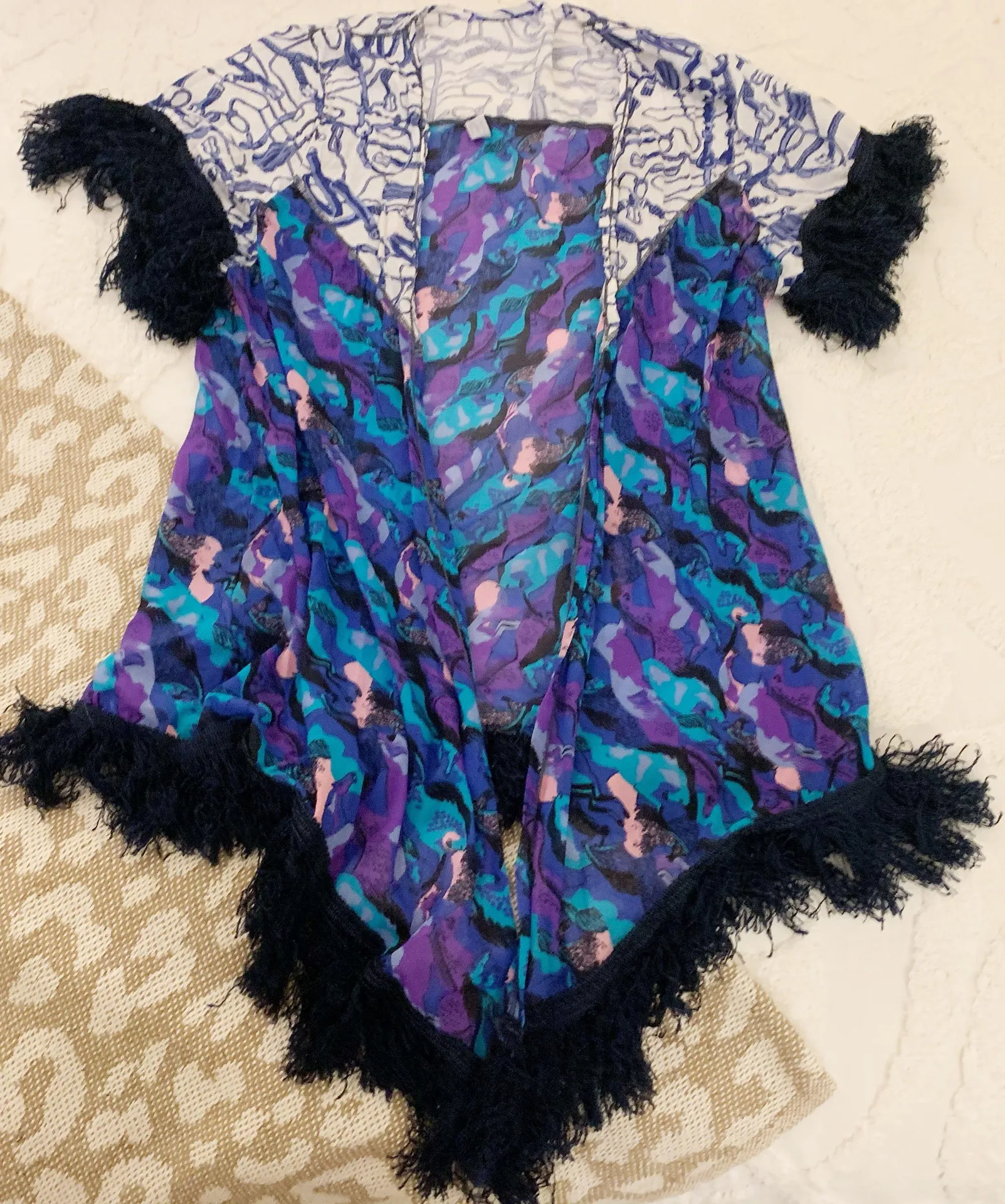 Bleu Saddles Fringe Kimono - Image 3