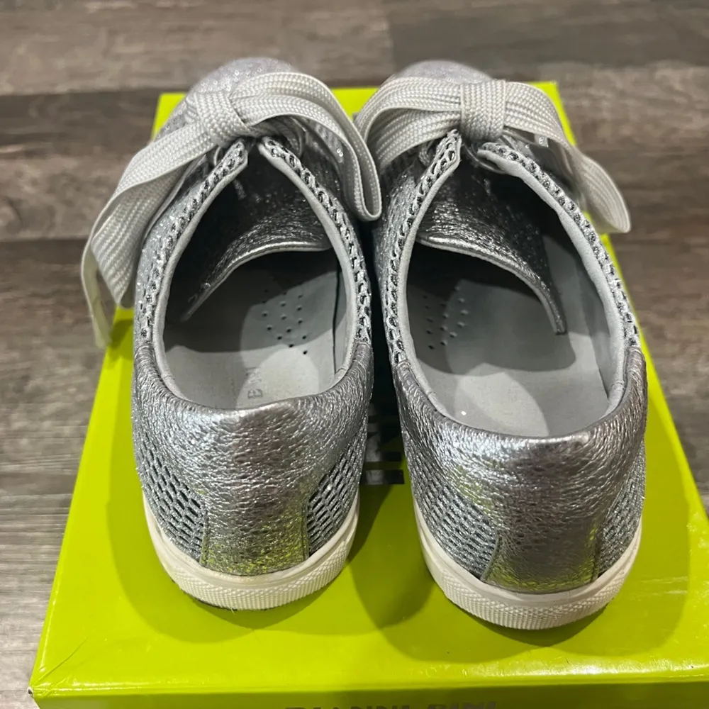 FINAL PRICE DROP Gianni Bini Harlita Silver Leather Metallic Glitter Sneakers - Image 3