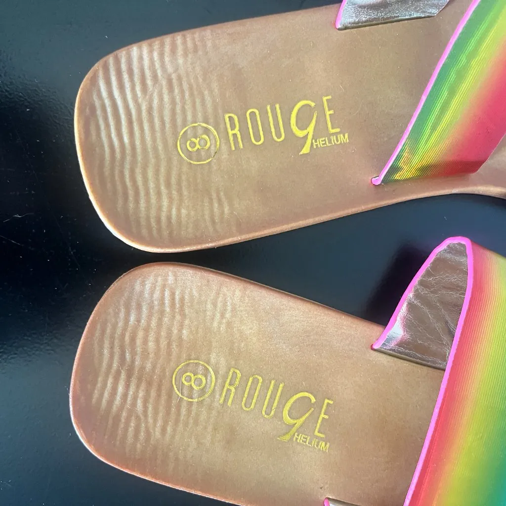Rouge Helium Womens Size 8 Rainbow Flat Sandals - Image 2