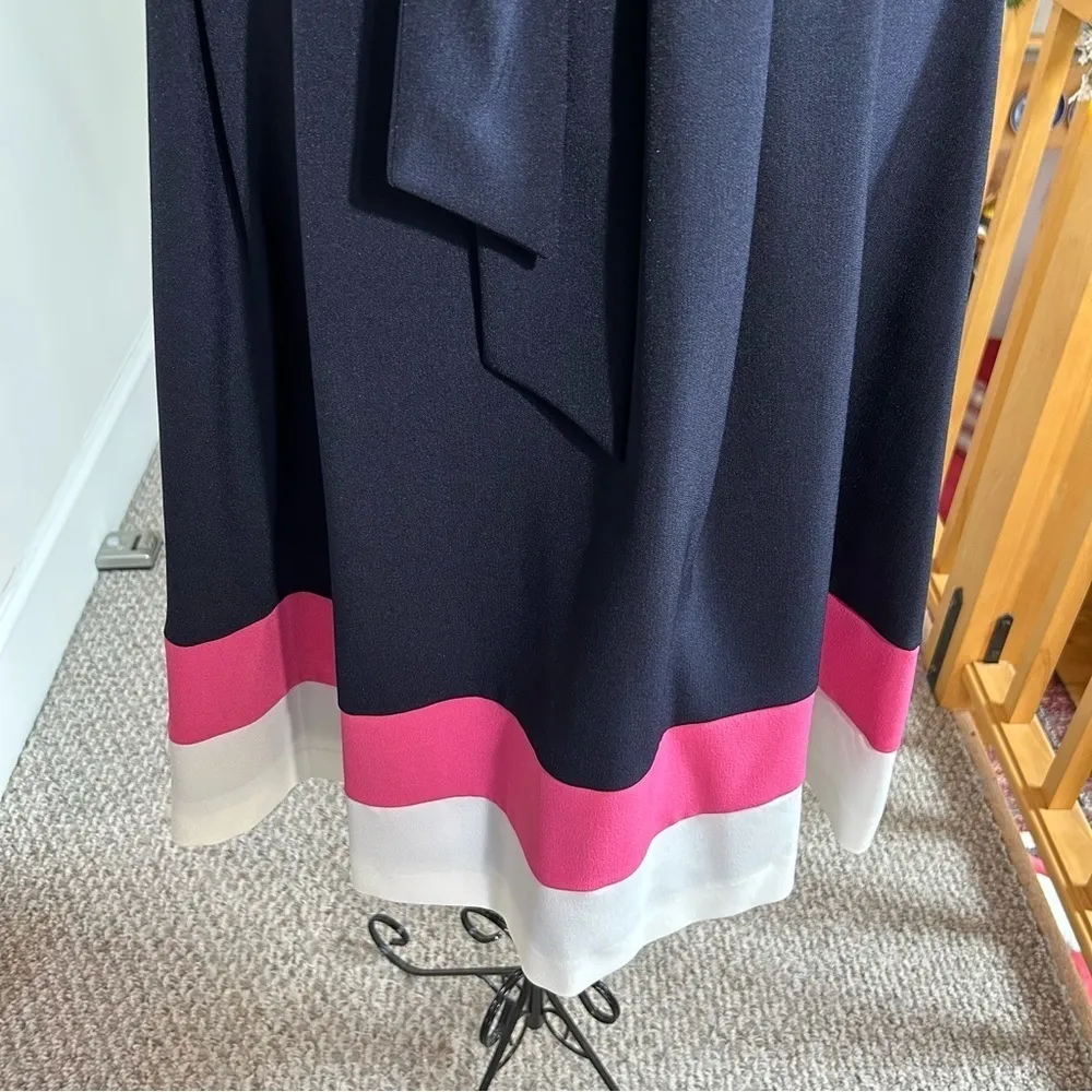 Jones New York Sleeveless Tri-Color Stretch Crepe Dress Tie Navy Size 6 NEW NWT - Image 7