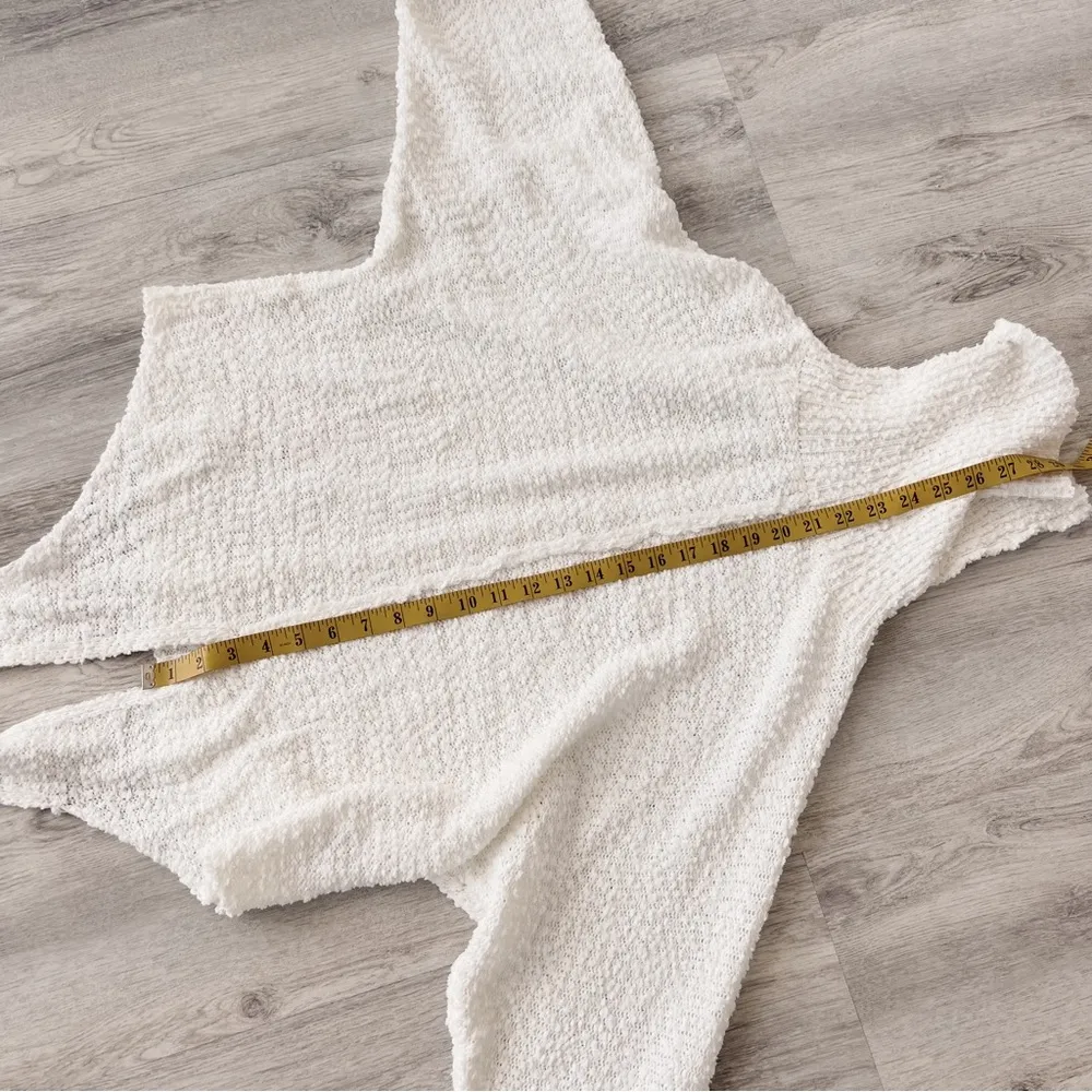 WHITE OVERSIZED TIE UP DROP SLEEVE KNIT SWEATER - Image 9