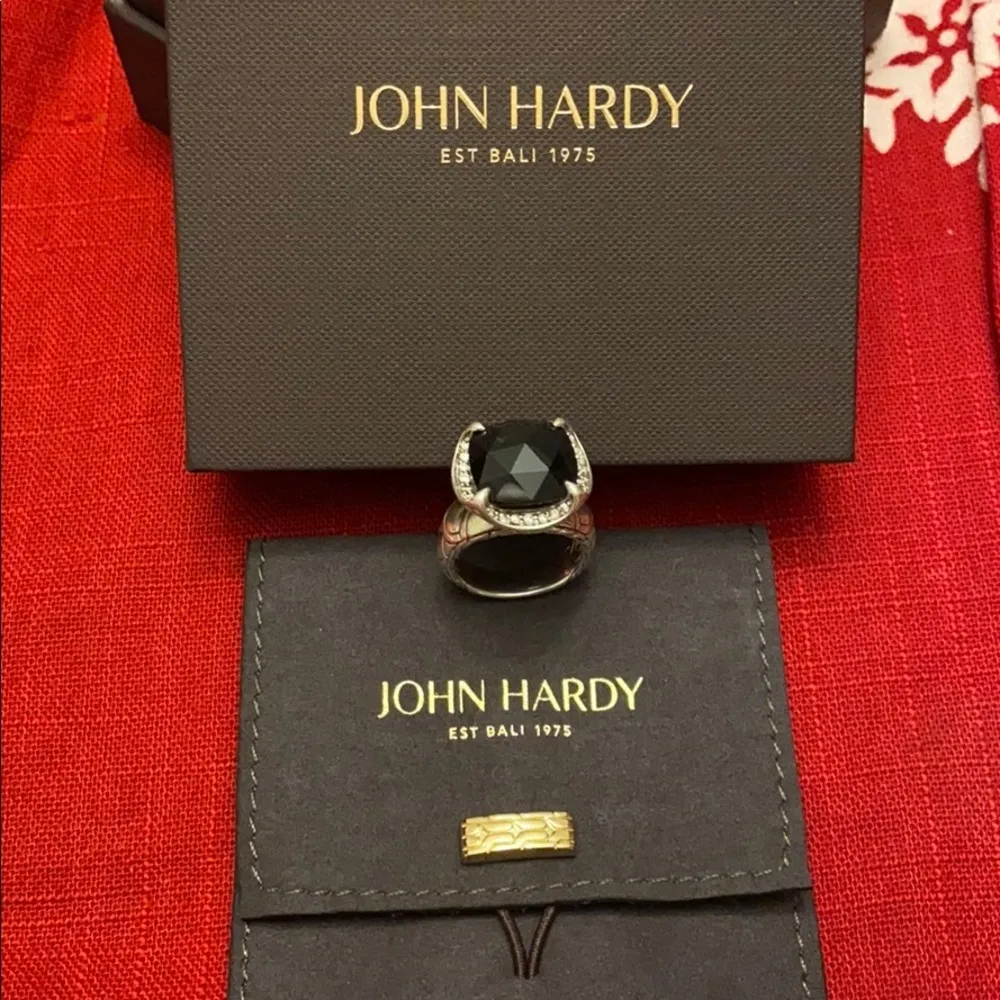 John Hardy Onyx and Diamond Ring Black - Image 2
