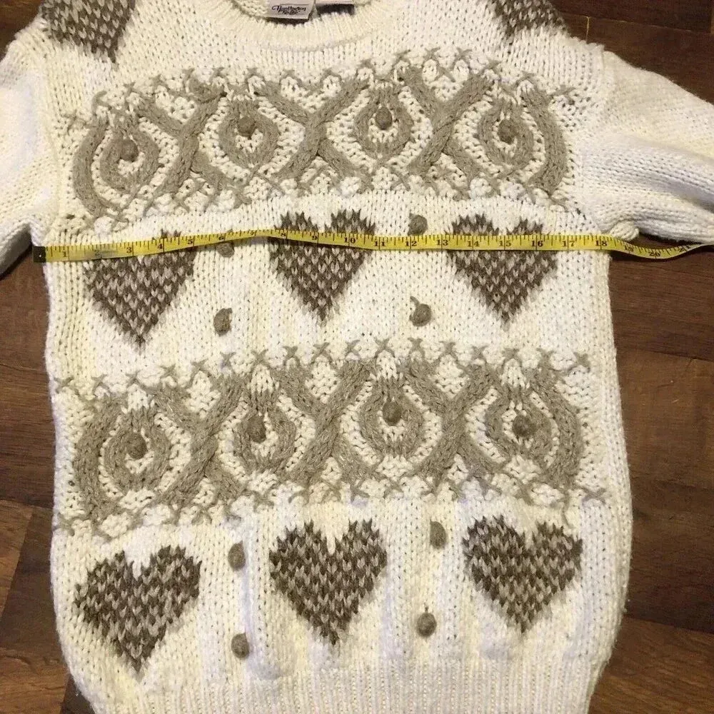Women's HUNTINGTON RIDGE White/Multicolor Knitted Sweater L Grandma Size L - Image 4