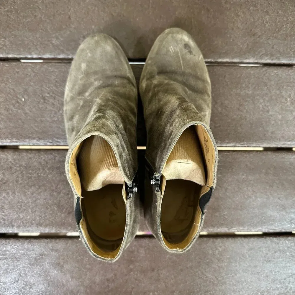 FRANCO SARTO Suede Block Heel Round Toe Bootie - 8W - Image 6