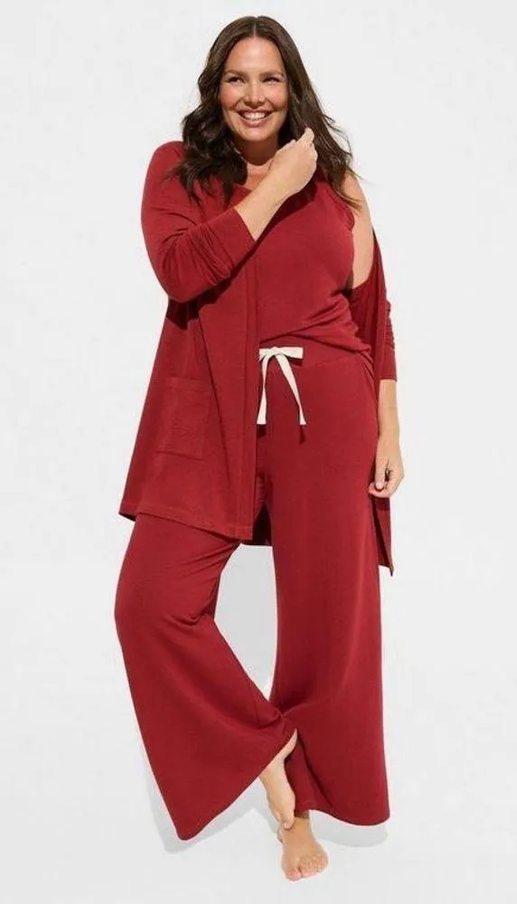 Torrid Dream Fleece Full Length Wide Leg Lounge Sleep Red Lounge Pants - size 1 - Image 5
