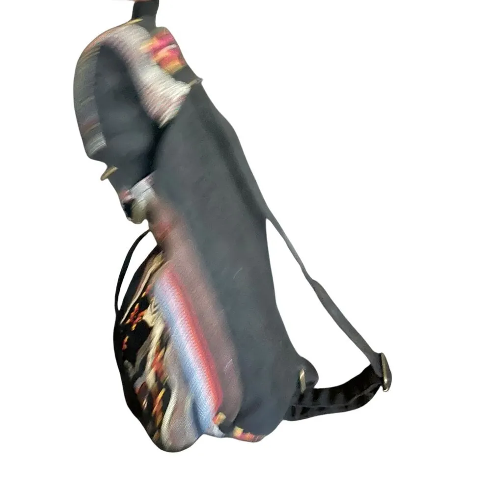 Love stitch Boho Aztec Print Canvas Backpack Tribal Pattern Festival Travel Bag - Image 2