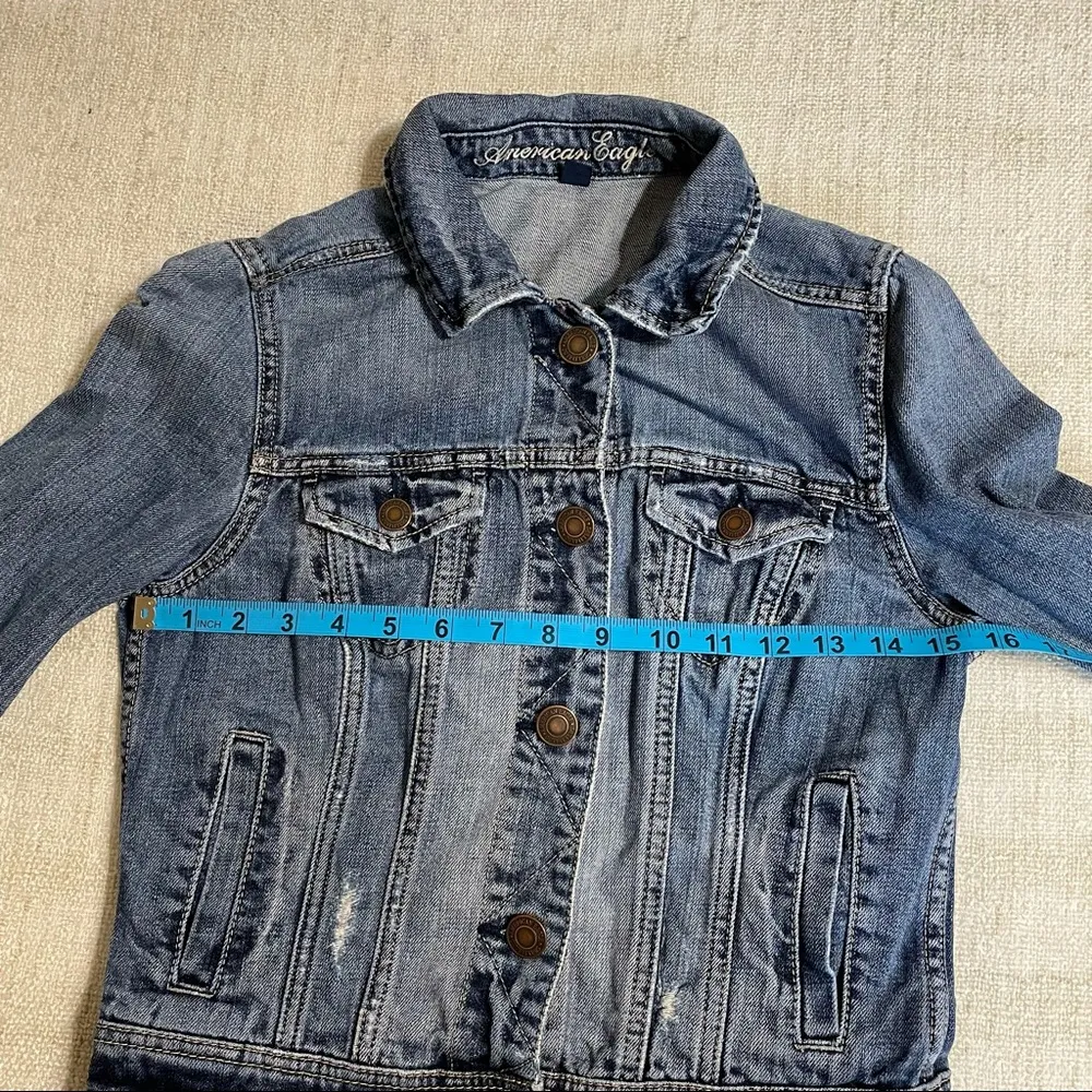 American Eagle Distress Denim Jean Jacket - Image 9