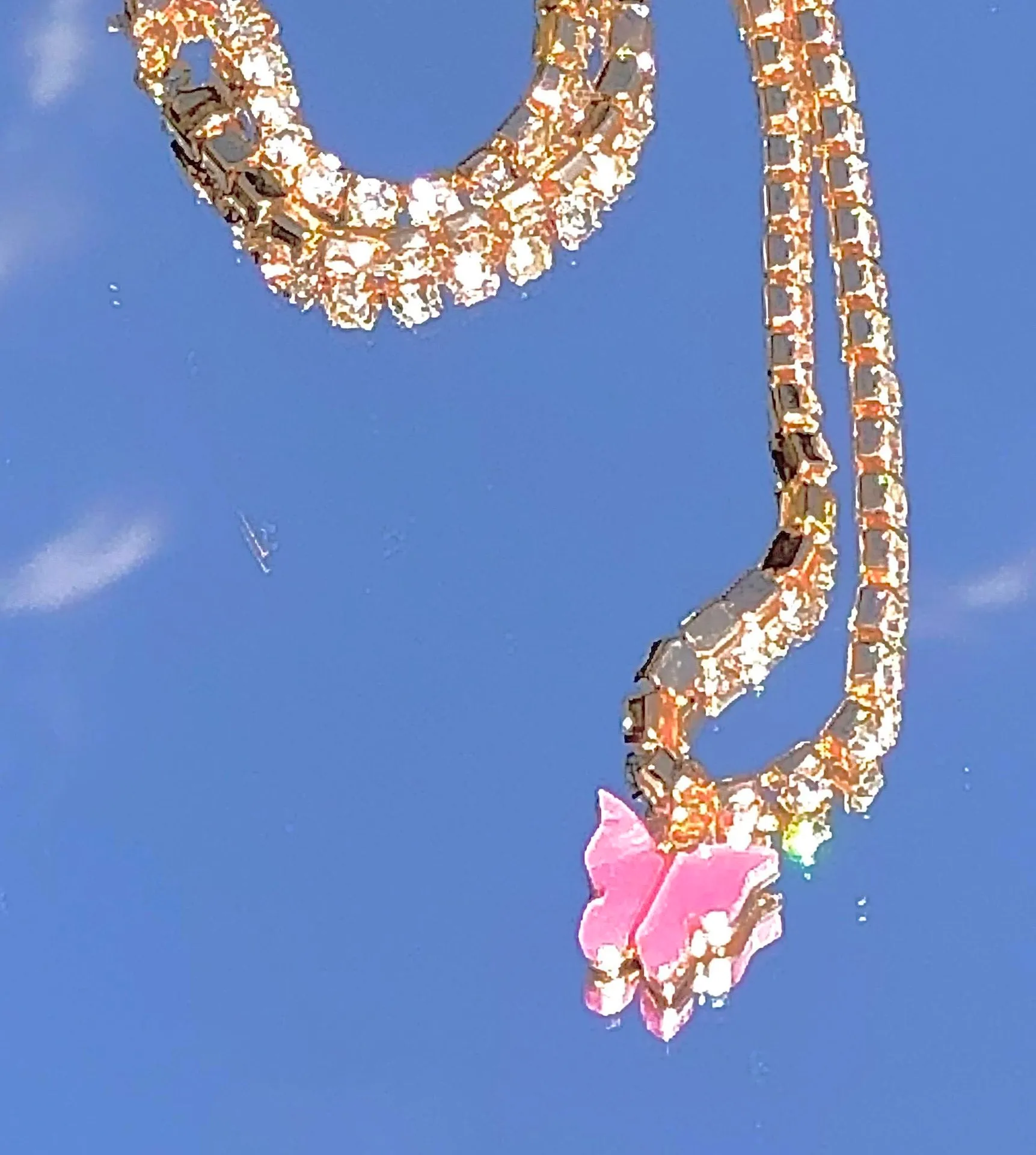 Brandy Melville Rhinestone Purple Butterfly Necklace - Image 2