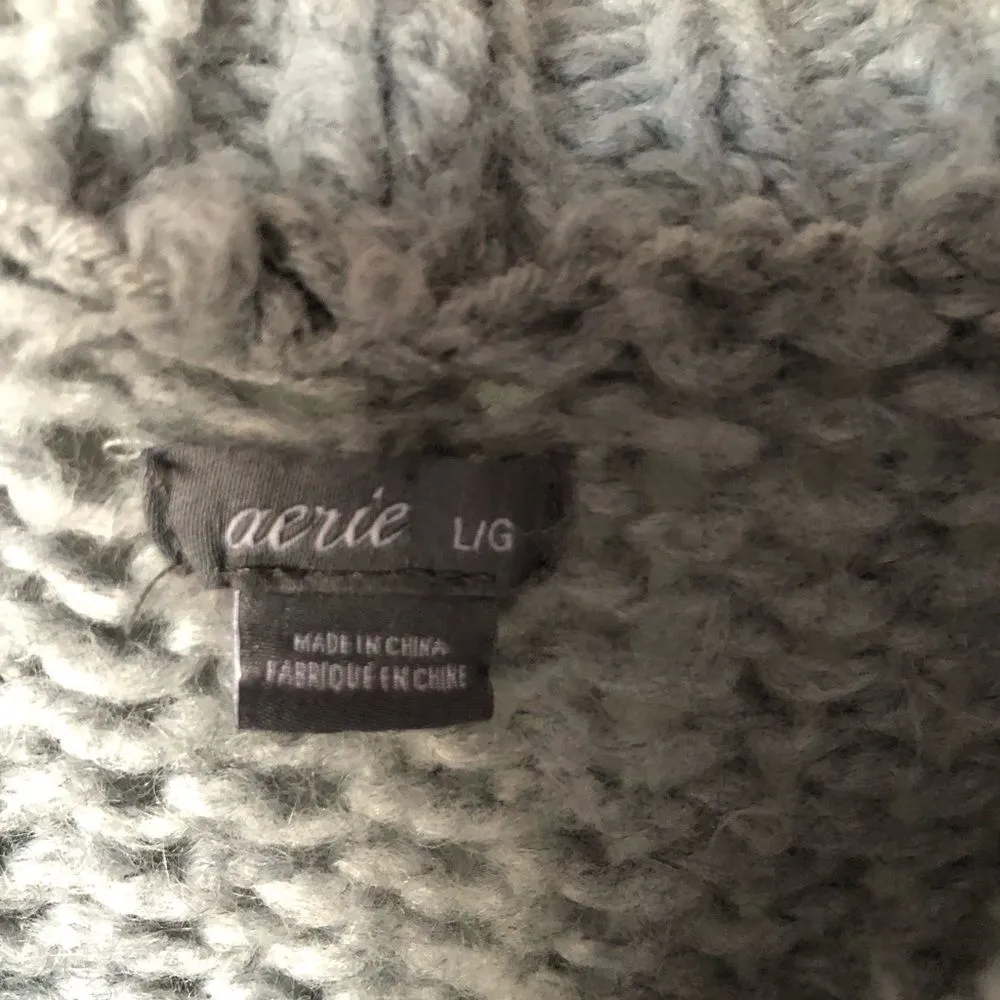 Aerie Cozy Oversized Gray Pullover Sweater women Size L wool blend - Image 5