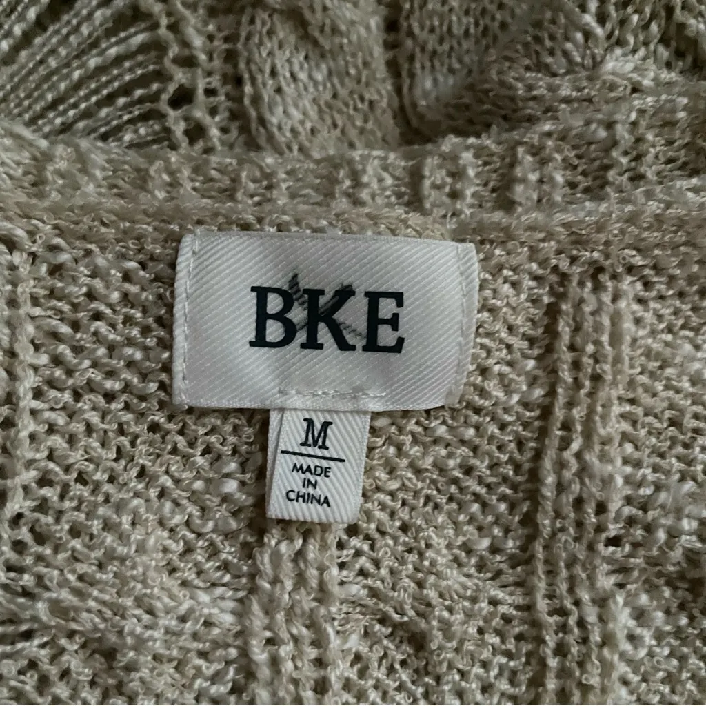 BKE Loose Knit Crochet Cream Duster Size Medium - Image 3