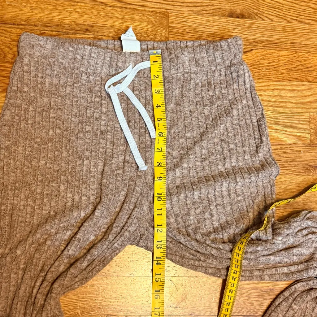 Shein Women’s Large Brown Ribbed Flare Pants Long Sleeve Crop Top Matching Set - Image 3