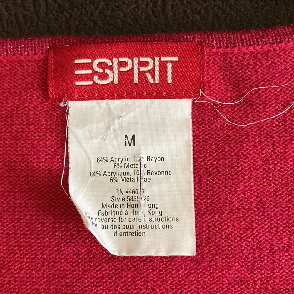 Y2K Espirit sweater tank top pink glitter knitted sleeveless M vintage retro - Image 3