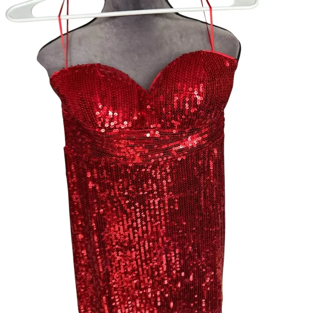 Beautifly Red Sequin Strapless Dress Size 4 - Image 2