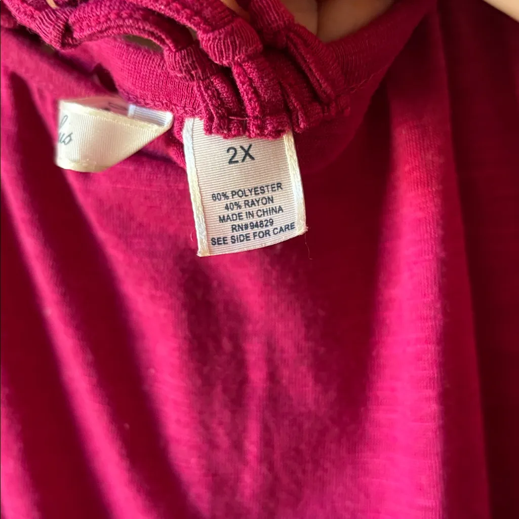 Derek Heart Magenta Short Sleeve Top 2x - Image 5