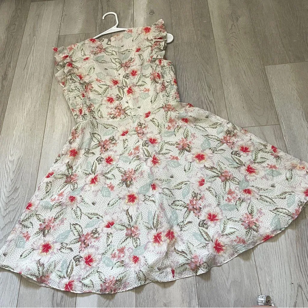 Rebecca Taylor Dress silk floral mini womens Cream (size 2) garden feminine chic - Image 4