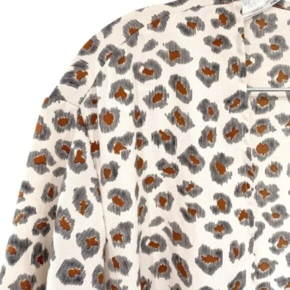 Listicle  Leopard Print Open Front Long Animal Print Kimono Duster - Image 4