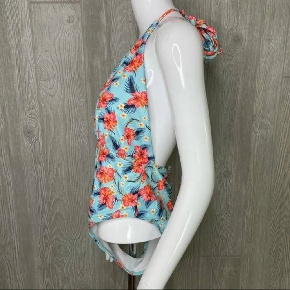 Bathing suit swimwear one piece floral hibiscus halter swimsuit tropical - Image 8