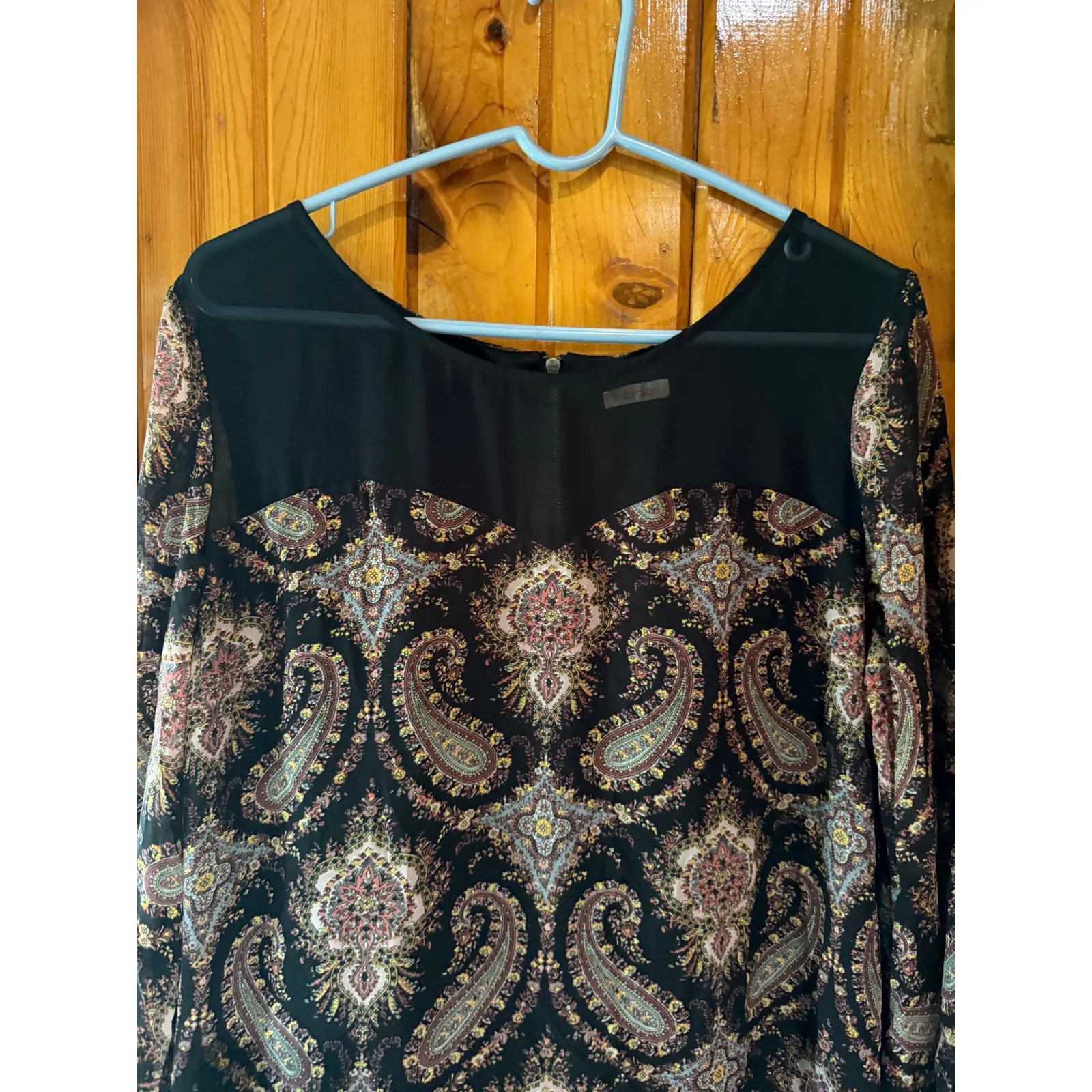 Paisley Print Long Sleeve Mini‎ Dress Bohemian Festival Xhilaration Woman's Black Size undefined - Image 3