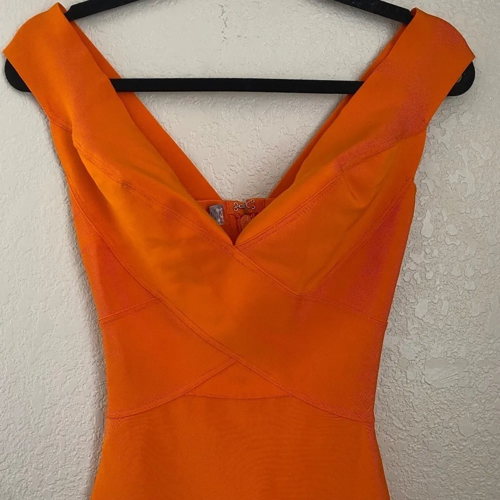 HOUSE‎ OF CB 'Ginevra' Orange Cross Front Bandage Dress /Size XS NWOT - Image 6