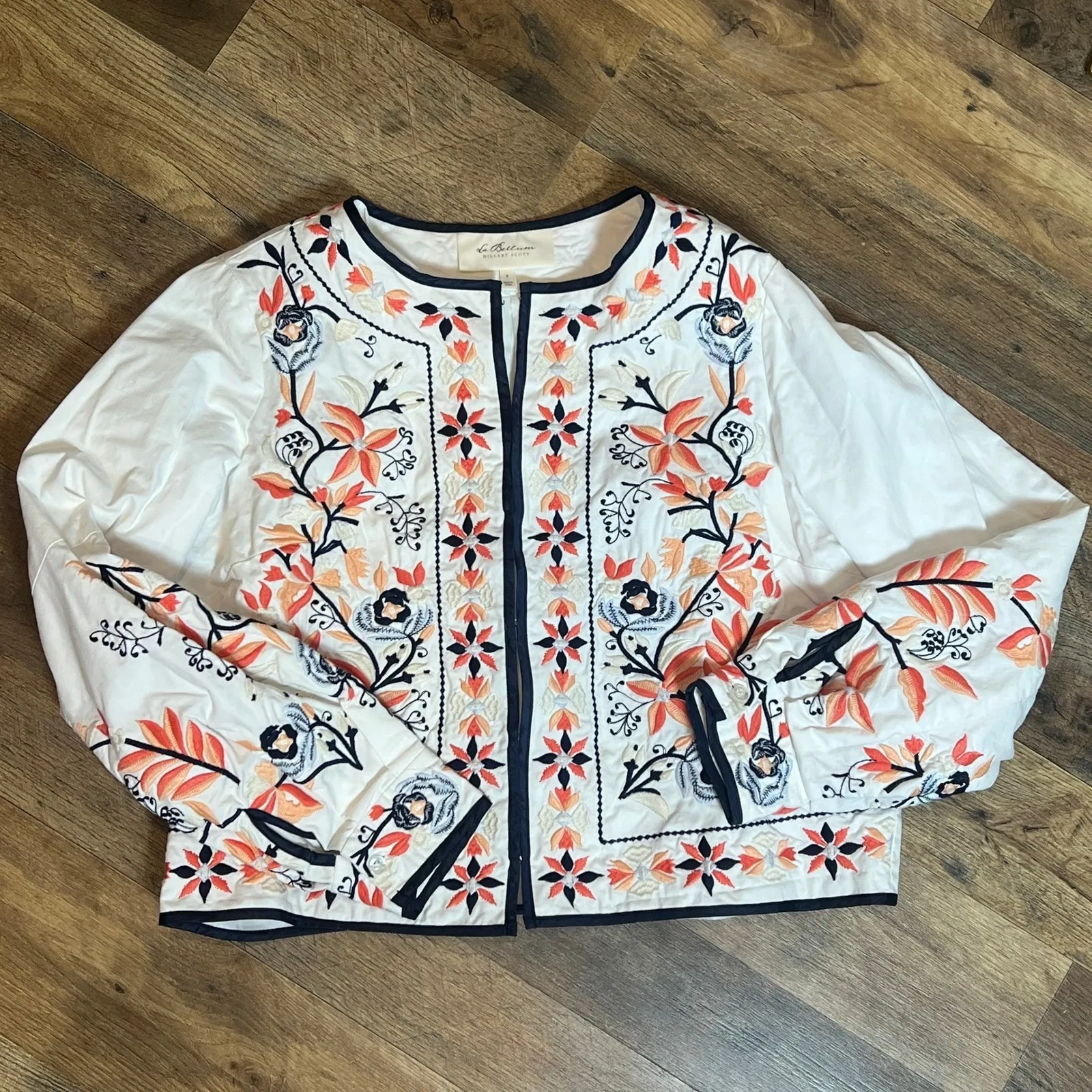 LaBellum by Hillary Scott Embroidered Open Front Jacket Women's S Cottagecore - Image 5