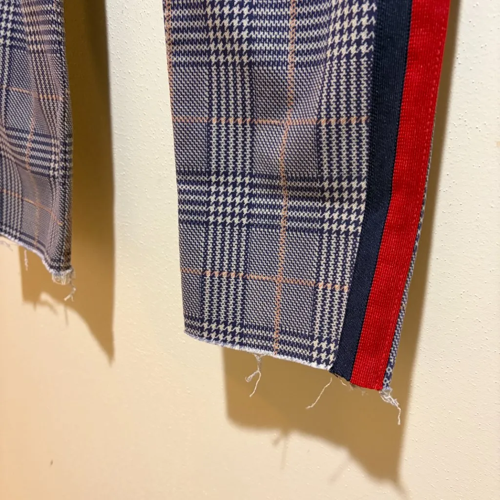 Mother The Shaker Prep Fray Happy People Read And Drink Coffee Plaid Pants Blue Size 26 - Image 8