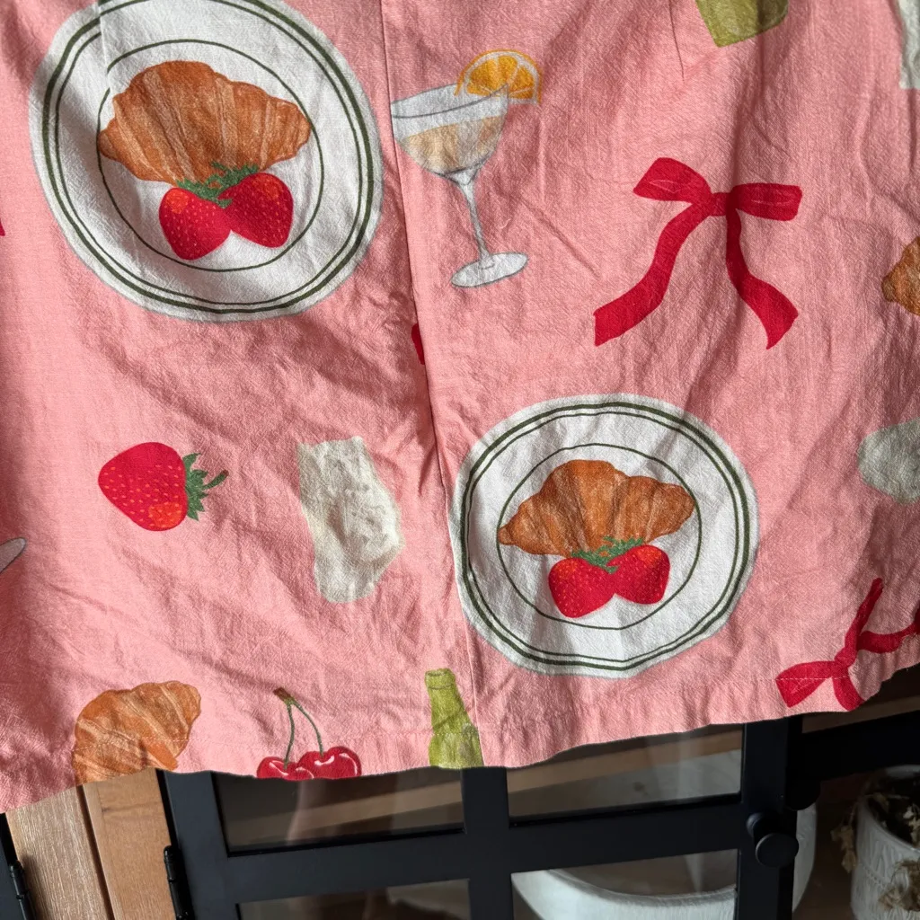 Coquette mini skirt a-line bows strawberry croissant coral lisa says gah lined - Image 11