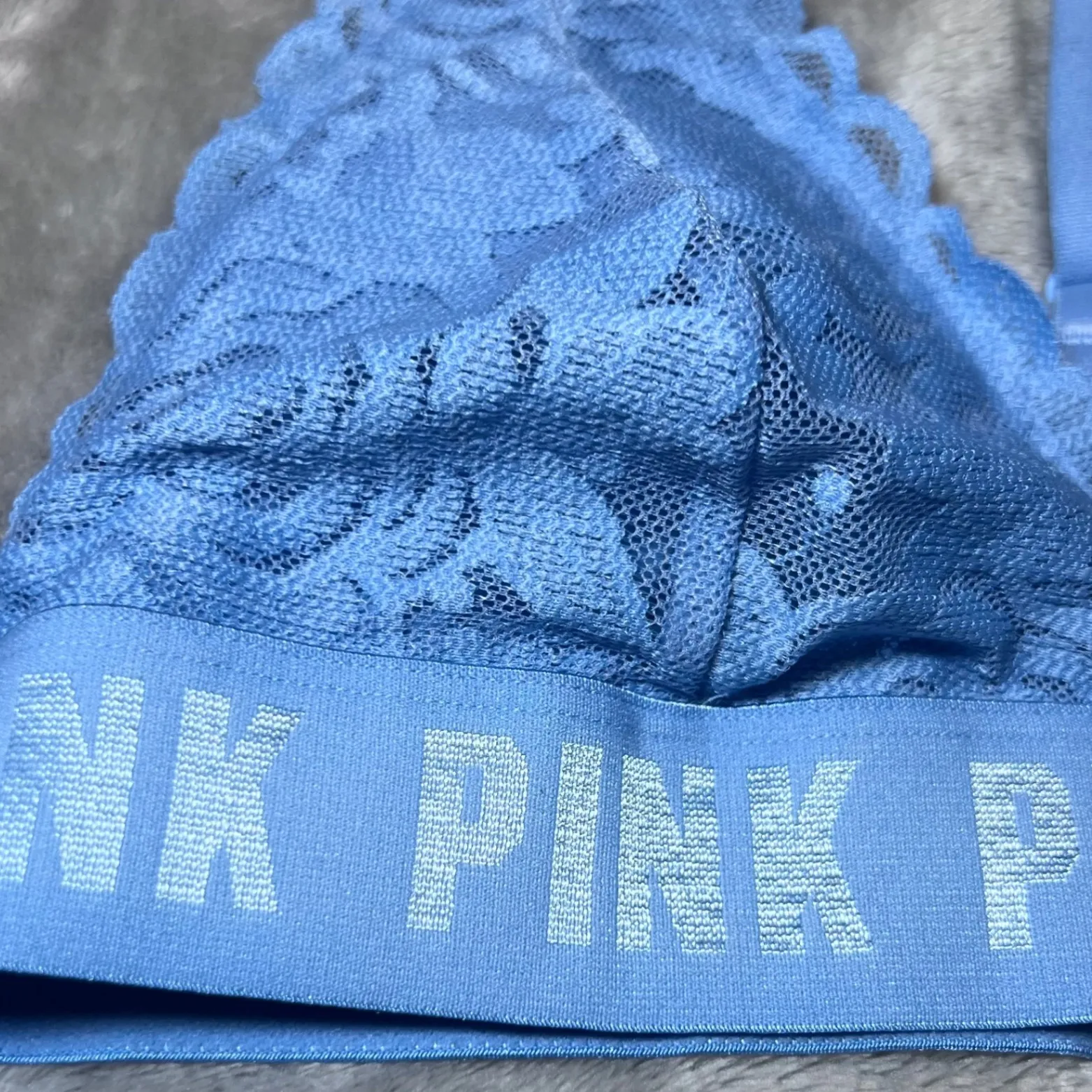 Victorias Secret Pink Lace T-Back Bralette Bra Womens Small Light Blue Intimates - Image 2