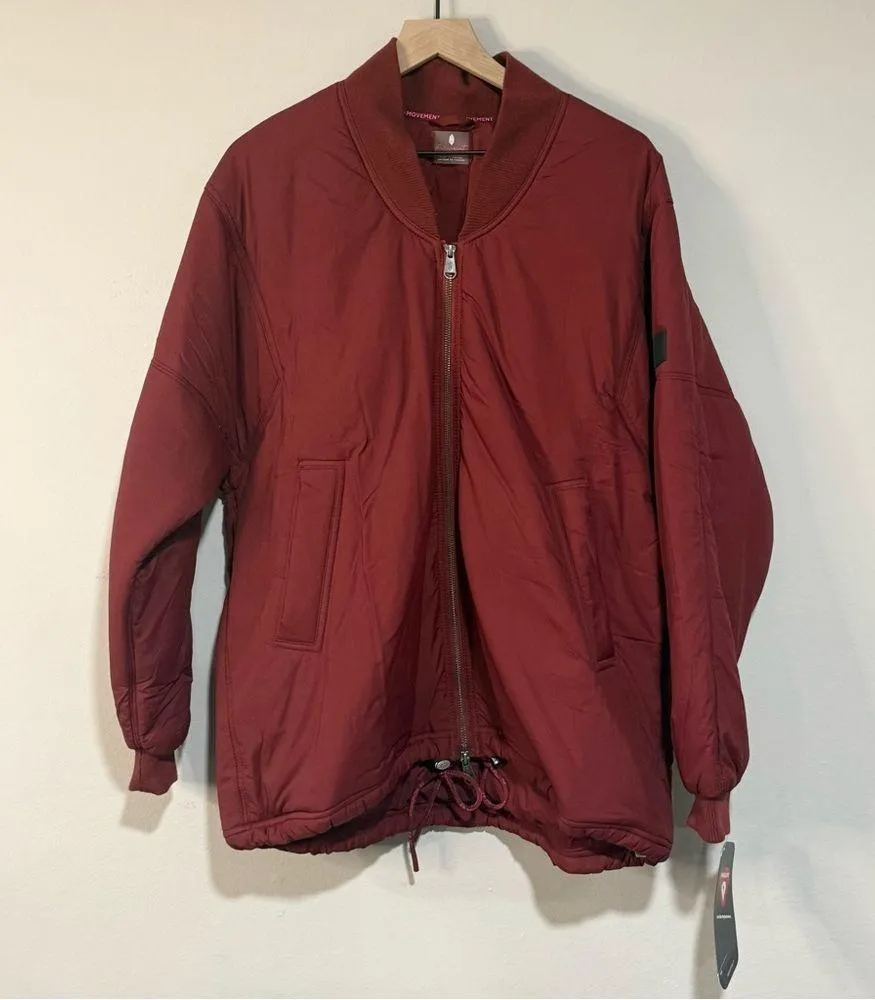 Free People Movement Oxblood Red Midnight Moon Solid Oversized Bomber Size XS - Image 5